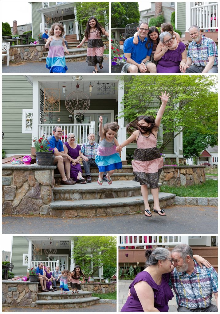 Kids having fun while at a family photo session in Bergen County